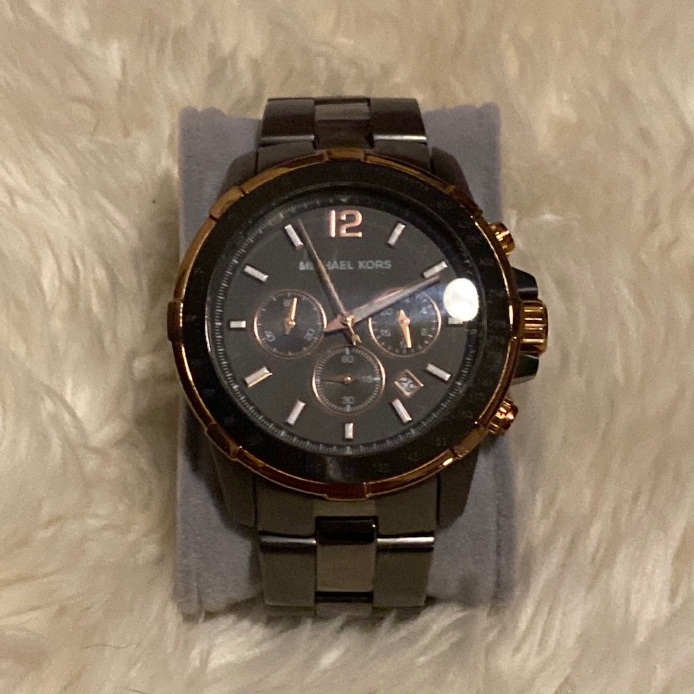 Men’s Michael Kors Garrett Rose Gold/Gunmetal Oversized Quartz Chronograph Watch